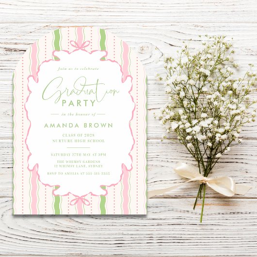 Retro Arch Hand Drawn Grad Party 2026 招待状