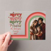 Retro Arch Merry Christmas Family Photo アクリル招待状 (インサイチュ (ポータブル))