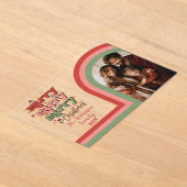 Retro Arch Merry Christmas Family Photo アクリル招待状 (レイダウン)