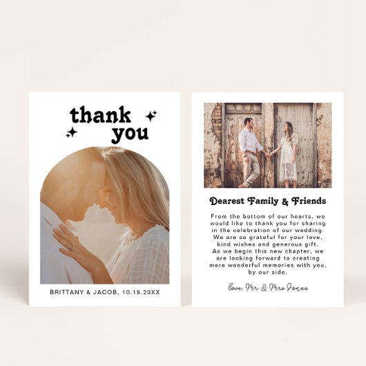 Retro Arch Photo Message Wedding サンキューカード