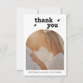 Retro Arch Photo Message Wedding サンキューカード (正面)