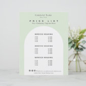 Retro Arch Sage Green Beauty Service Price List (スタンド正面)
