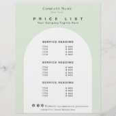 Retro Arch Sage Green Beauty Service Price List (正面)