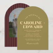 Retro Arched Striped Wedding Invitation 招待状 (正面/裏面)