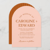 Retro Arched Striped Wedding Invitation 招待状 (正面/裏面)
