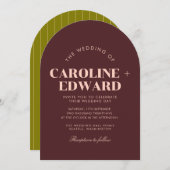 Retro Arched Striped Wedding Invitation 招待状 (正面/裏面)