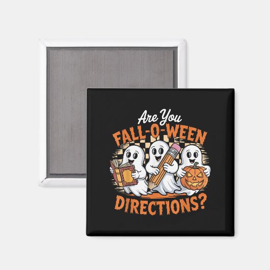 Retro Are You Fall O Ween Directions Ghost Hallowe マグネット (正面/裏面)