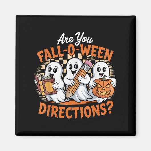 Retro Are You Fall O Ween Directions Ghost Hallowe マグネット (正面)