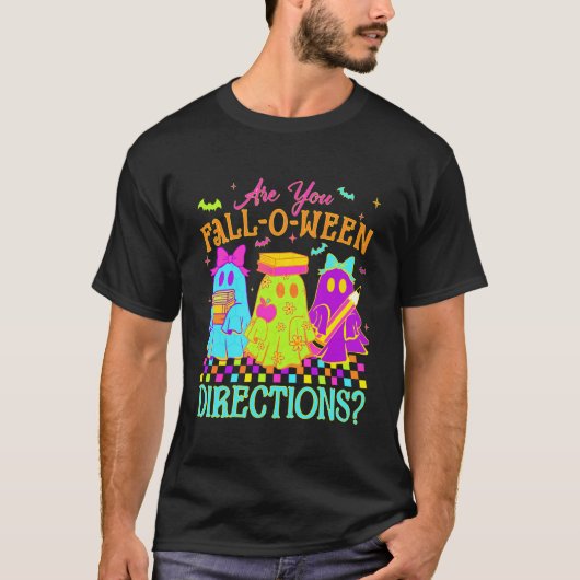 Retro are You Fall O Ween Directions Teacher Hallo Tシャツ (正面)