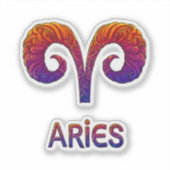 Retro Aries Zodiac Die-Cut Sticker, Aesthetic Astr シール (正面)