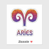 Retro Aries Zodiac Die-Cut Sticker, Aesthetic Astr シール (シート)