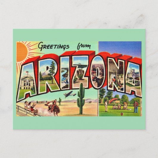 Retro Arizona Green Postcard ポストカード (正面)