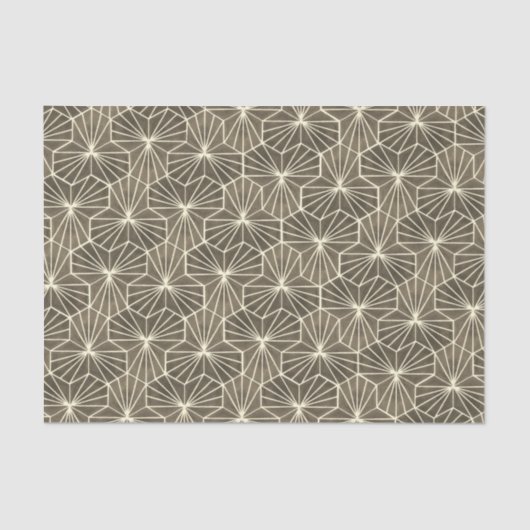 Retro Art Deco Beige Brown Geometric Pattern 薄葉紙 (正面)