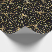 Retro Art Deco Black Gold Geometric Pattern ラッピングペーパー (角)
