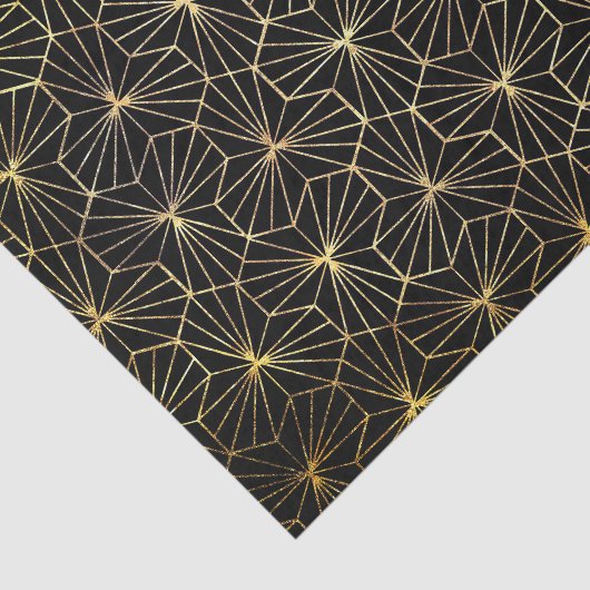 Retro Art Deco Black Gold Geometric Pattern 薄葉紙 (詳細)