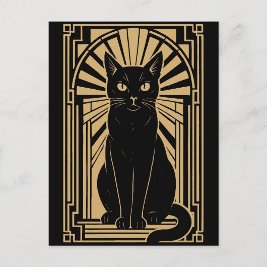 Retro Art Deco Cat ポストカード (正面)