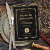 Retro Art Deco Dark Wedding Invitation 招待状
