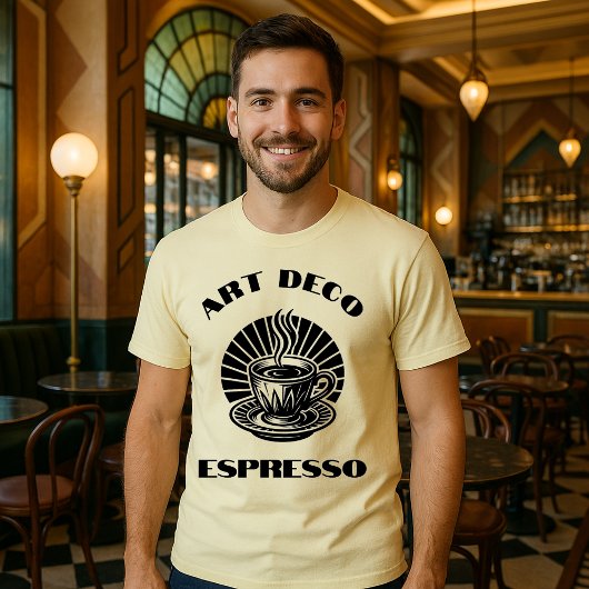Retro Art Deco Espresso Coffee Cup Template Tシャツ