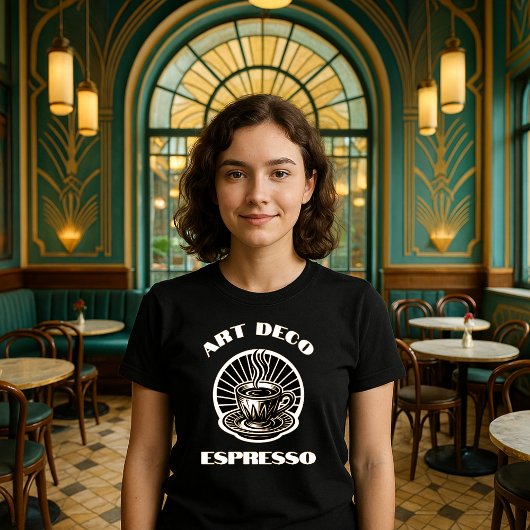 Retro Art Deco Espresso Coffee Cup Template Tシャツ