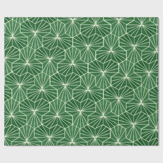 Retro Art Deco Lime Green Geometric Pattern ラッピングペーパー (フラット)