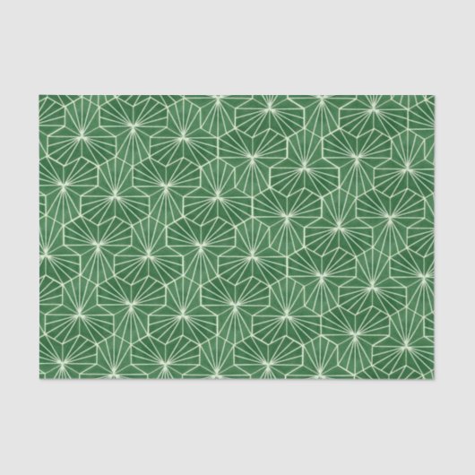 Retro Art Deco Lime Green Geometric Pattern 薄葉紙 (正面)