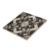 Retro Art Deco Nouveau Rainbow Butterfly タイル (側面)