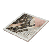 Retro Art Deco Pink Gold and Black タイル (側面)