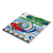 Retro Art Nouveau Fish & Lily Frieze Pattern タイル (側面)