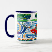 Retro Art Nouveau Fish & Lily Frieze Pattern マグカップ (左)