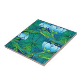 Retro Art Nouveau Floral Lily Pad Pattern タイル (側面)