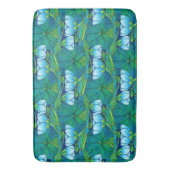 Retro Art Nouveau Floral Lily Pad Pattern バスマット (正面縦)