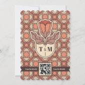 Retro Art Nouveau Floral Wedding Invitation QR 招待状 (裏面)