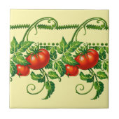 Retro Art Nouveau Garden Tomatoes Frieze Pattern タイル (正面)