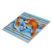 Retro Art Nouveau Koi Fish Frieze Pattern タイル (側面)