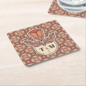 Retro Art Nouveau Monogram Wedding Coaster スクエアペーパーコースター (アングル)