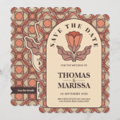 Retro Art Nouveau Save the Date QR Code Card (正面/裏面)