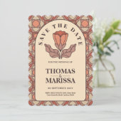 Retro Art Nouveau Save the Date QR Code Card (スタンド正面)