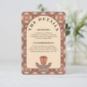 Retro Art Nouveau Wedding Details QR Code Card エンクロージャーカード (スタンド正面)