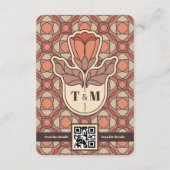 Retro Art Nouveau Wedding Details QR Code Card エンクロージャーカード (裏面)