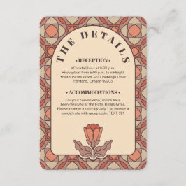 Retro Art Nouveau Wedding Details QR Code Card エンクロージャーカード