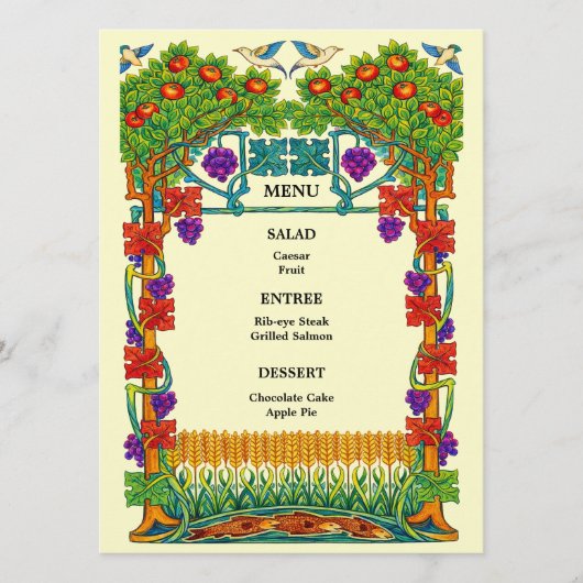 Retro Art Nouveau Wedding Menu メニュー (正面)