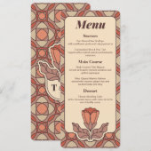 Retro Art Nouveau Wedding Menu Card メニュー (正面/裏面)