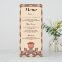 Retro Art Nouveau Wedding Menu Card メニュー