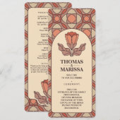 Retro Art Nouveau Wedding Program Card プログラム (正面/裏面)
