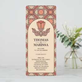 Retro Art Nouveau Wedding Program Card プログラム