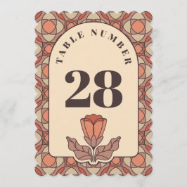 Retro Art Nouveau Wedding Table Number Card 招待状