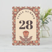 Retro Art Nouveau Wedding Table Number Card 招待状 (スタンド正面)