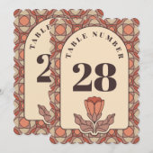 Retro Art Nouveau Wedding Table Number Card 招待状 (正面/裏面)