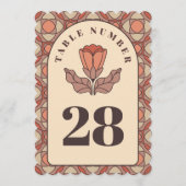 Retro Art Nouveau Wedding Table Number Card 招待状 (正面)