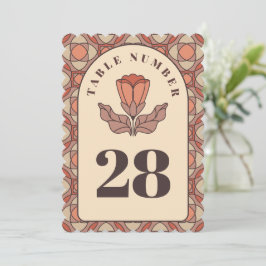 Retro Art Nouveau Wedding Table Number Card 招待状